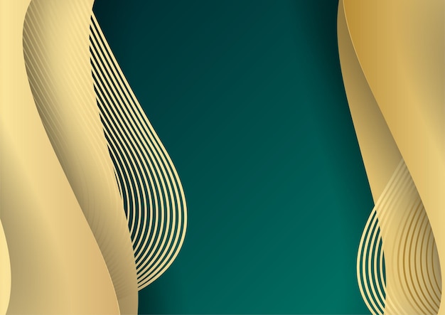 Fondo oscuro abstracto con forma geométrica y combinación de elementos dorados. Fondo verde oscuro y dorado para diseño de presentación, plantilla de portada, banner, volante, informe corporativo y más