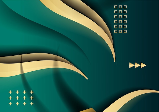 Fondo oscuro abstracto con forma geométrica y combinación de elementos dorados. fondo verde oscuro y dorado para diseño de presentación, plantilla de portada, banner, volante, informe corporativo y más