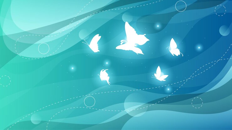 Vector fondo oscuro abstracto con mariposas insectos resplandor luz brillo destellos estilo de diseño vectorial