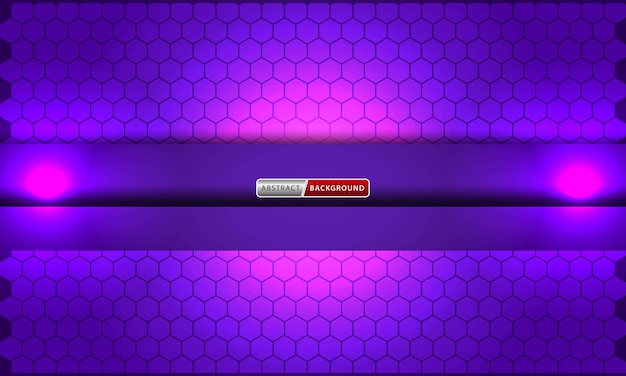 Fondo oscuro abstracto con tecnología de hexágonos púrpura neón