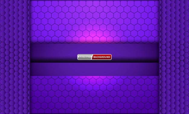Fondo oscuro abstracto con tecnología de hexágonos púrpura neón