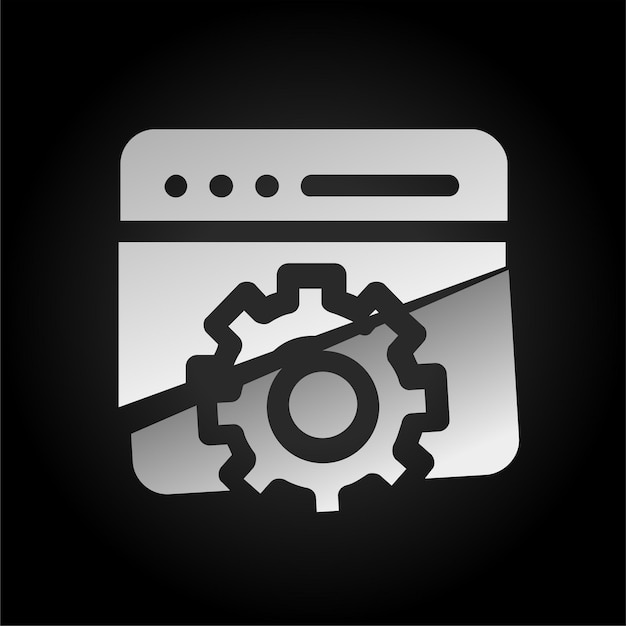Fondo oscuro Efecto cortado Icono de desarrollo web con visual moderno