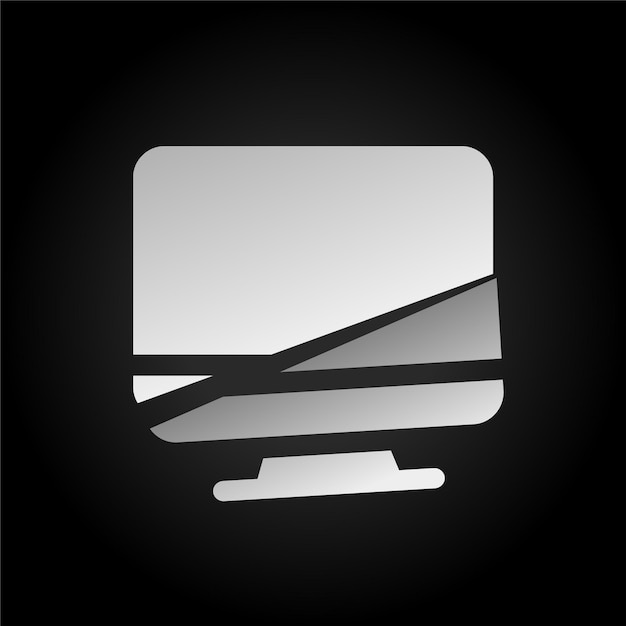 Fondo oscuro Efecto de corte de la televisión o el icono del monitor con visual moderno