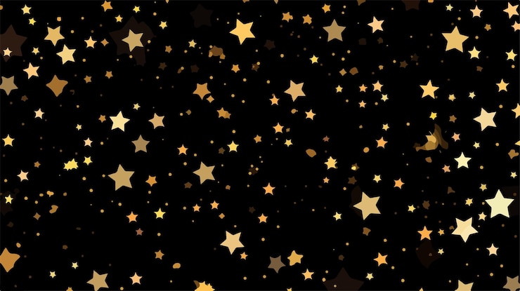 Vector un fondo oscuro con estrellas doradas y un fondo negro