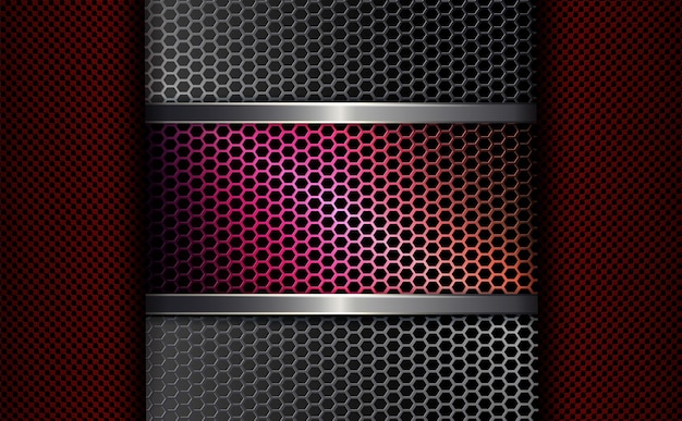 Fondo oscuro geométrico con un marco rojo rectangular