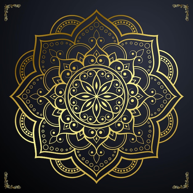 Fondo oscuro con mandala de flores.