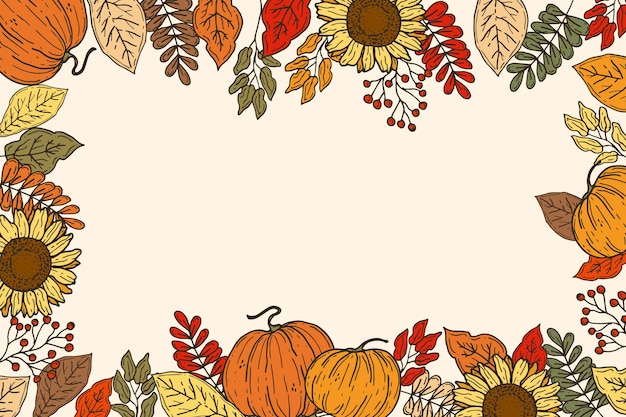 Vector fondo de otoño dibujado a mano