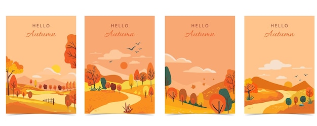 fondo de otoño con una hermosa escena natural para el diseño vertical a4