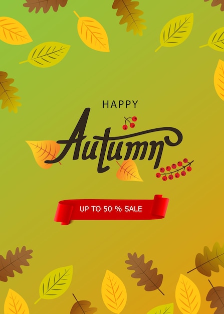 Fondo de otoño con hoja para la venta de compras
