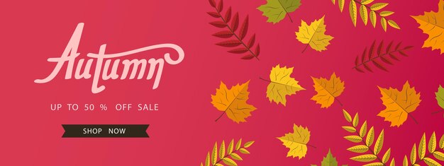 Fondo de otoño con hoja para la venta de compras