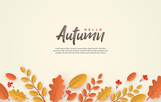 Fondo de otoño con hojas debajo de las letras