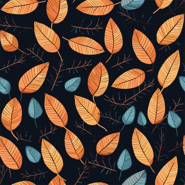 Vector fondo de otoño con hojas dibujadas a mano patrones de otoño