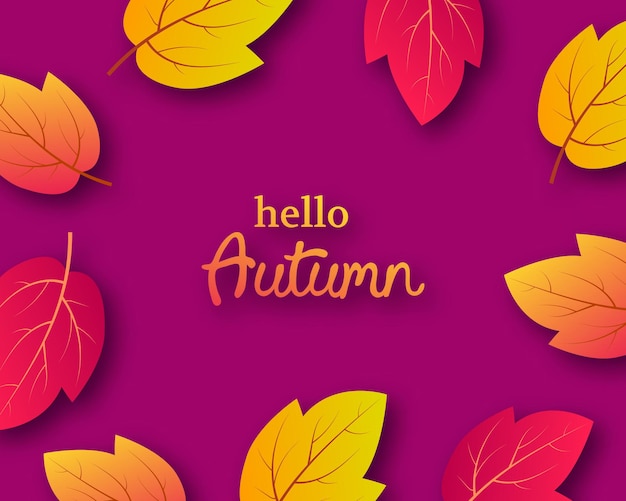 Fondo de otoño con hojas de otoño amarillo y lugar para el texto. Diseño para pancarta o póster de temporada de otoño. Ilustración vectorial