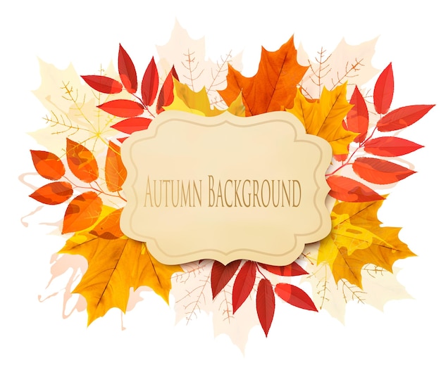 Fondo de otoño con hojas. Vector.
