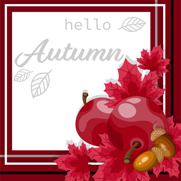 Fondo de otoño con Hola texto de otoño.