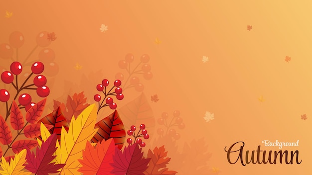 Fondo de otoño con letras y hojas de otoño Vector Premium