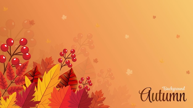 Fondo de otoño con letras y hojas de otoño vector premium