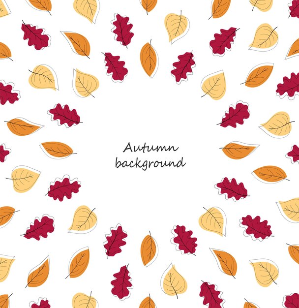 Fondo de otoño marco de otoño con hojas de colores