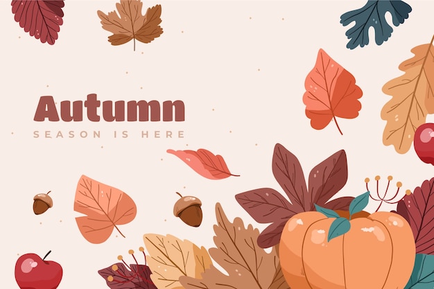 Fondo de otoño plano dibujado a mano