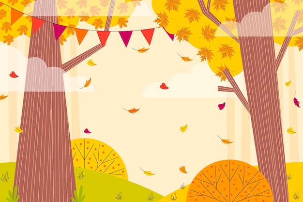 Vector fondo otoño plano dibujado a mano