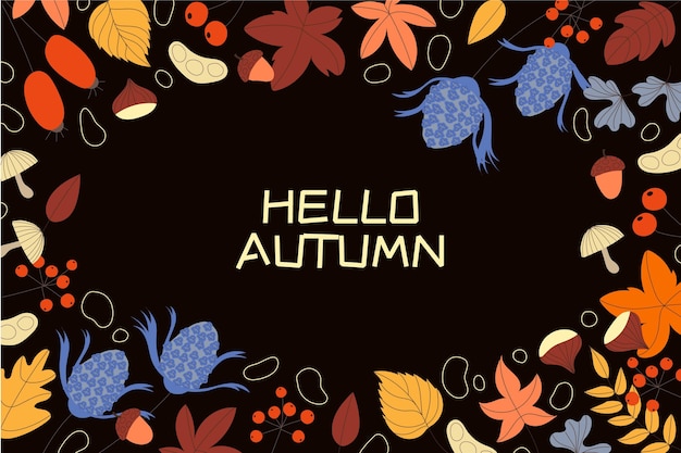 Fondo de otoño plano dibujado a mano