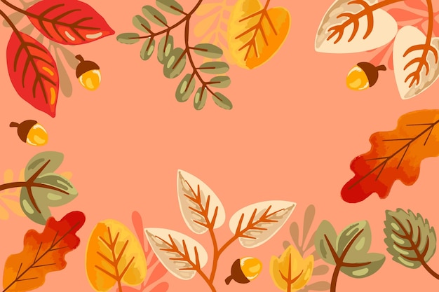 Vector fondo otoño plano dibujado a mano