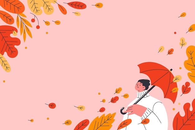 Fondo de otoño plano dibujado a mano