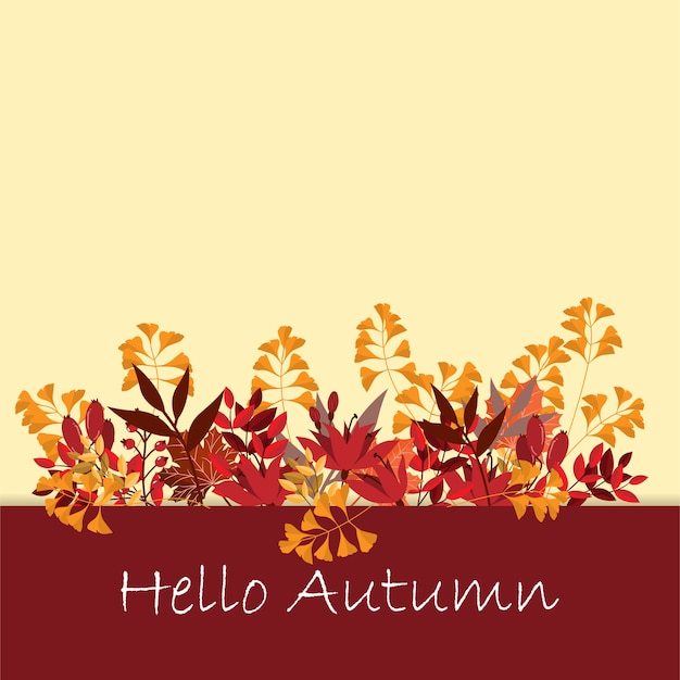 Fondo de otoño con texto Hello Autumn