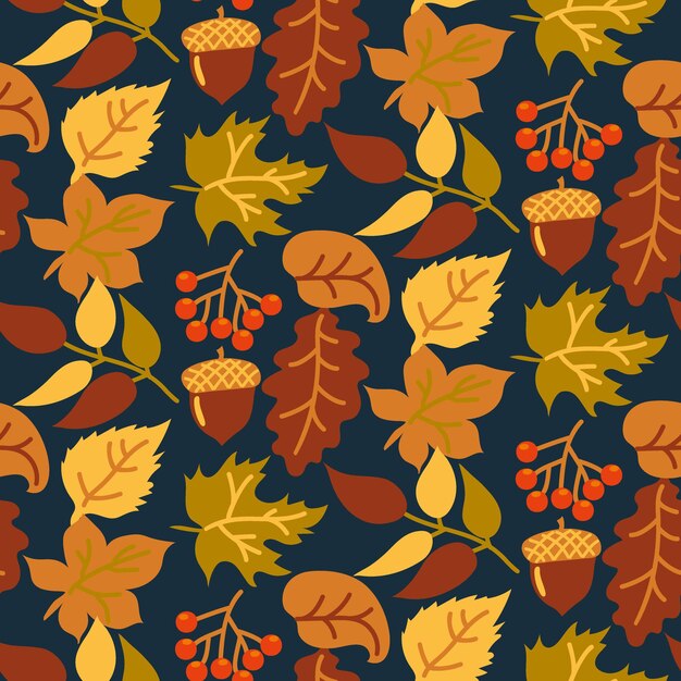 Fondo de otoño transparente abstracto con hojas amarillas y naranjas sobre un fondo oscuro Vector