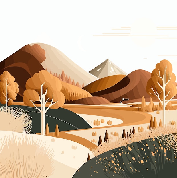 Fondo de paisaje abstracto acuarela tradicional estilo japonés oriental ilustración vectorial