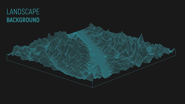 Fondo de paisaje abstracto. estructura de malla. ilustración vectorial isométrica 3d