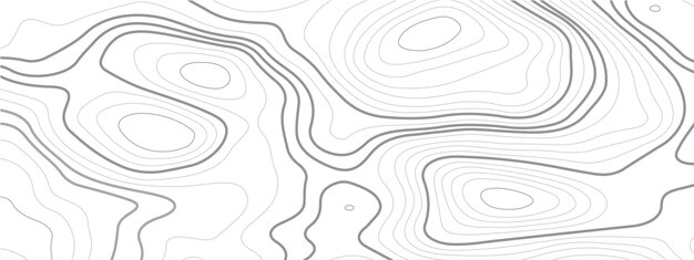 Fondo de paisaje en blanco y negro con diseño de mapa de topografía ondulada Grilla de contorno de mapa de línea curva