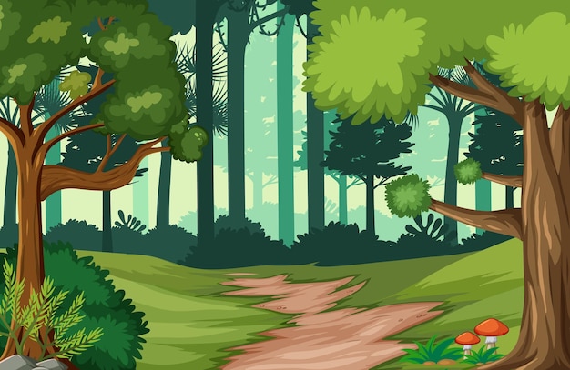 Fondo de paisaje de bosque tropical | Vector Premium