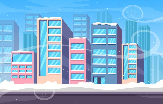 Fondo De Paisaje De La Ciudad De Paisaje De Invierno