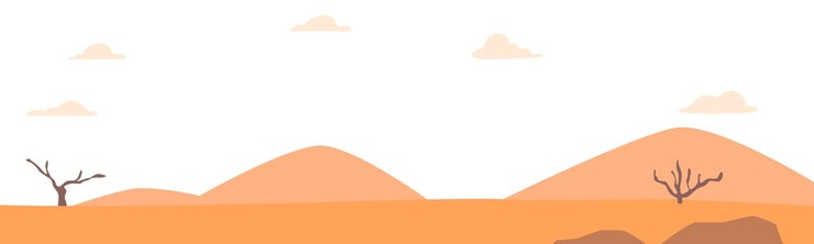 Vector fondo de paisaje desértico región árida estéril con escasa vegetación y poca lluvia y temperatura caliente