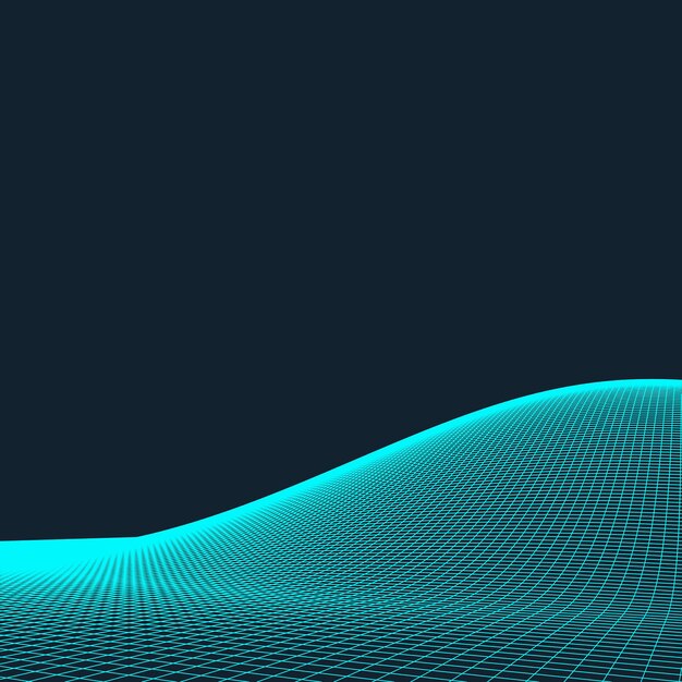 Fondo de paisaje de estructura alámbrica vectorial abstracto Rejilla de ciberespacio Ilustración de vector de estructura alámbrica de tecnología 3d Paisaje de estructura alámbrica digital para presentaciones