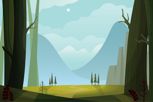 Vector fondo de paisaje forestal