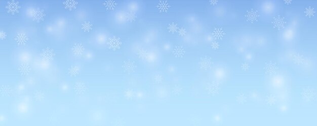 Fondo de paisaje de invierno con color azul y copos de nieve que caen Ilustración de nieve para