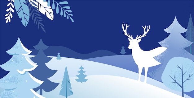 Fondo de paisaje de invierno estandarte de Navidad ilustración vectorial plana