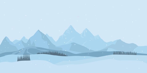 Fondo de paisaje de invierno con nieve.