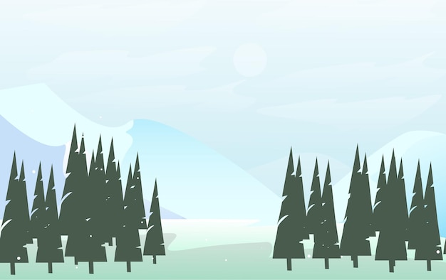 Vector fondo de paisaje de montañas nevadas