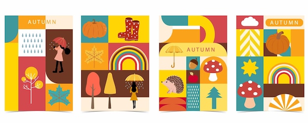 Fondo de paisaje de otoño con estilo geométrico