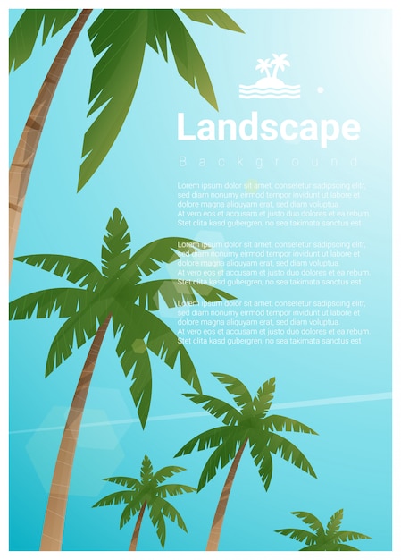 Vector fondo de paisaje con palmeras en playa tropical