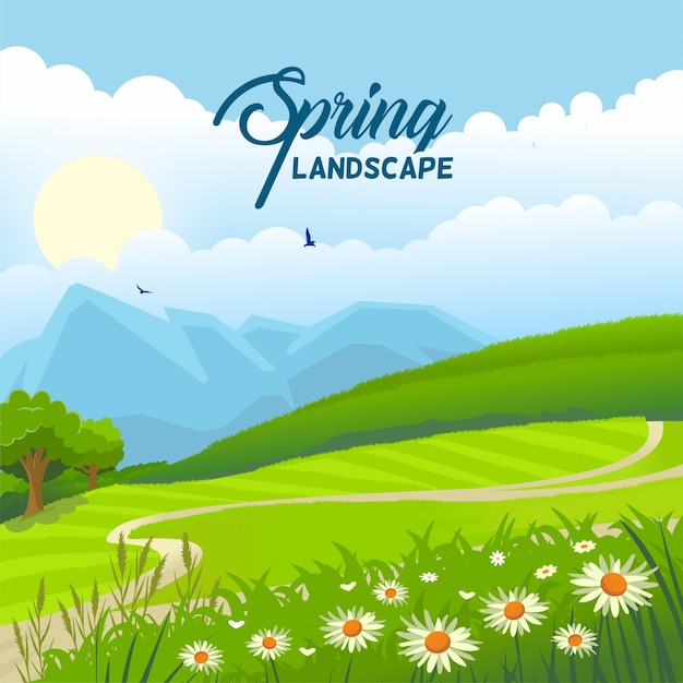 Fondo de paisaje de primavera