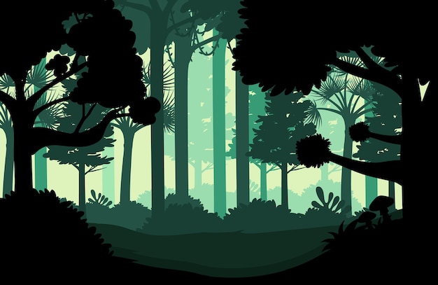 Vector fondo de paisaje de selva de silueta