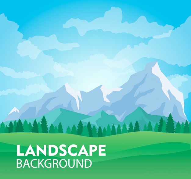 Fondo de paisaje soleado de montaña