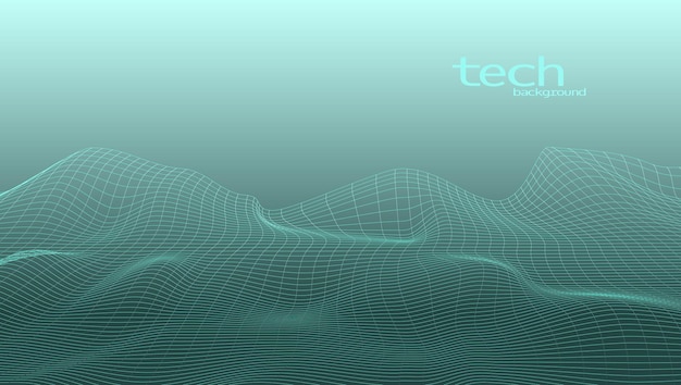 Fondo de paisaje de terreno de cuadrícula digital 3D abstracto