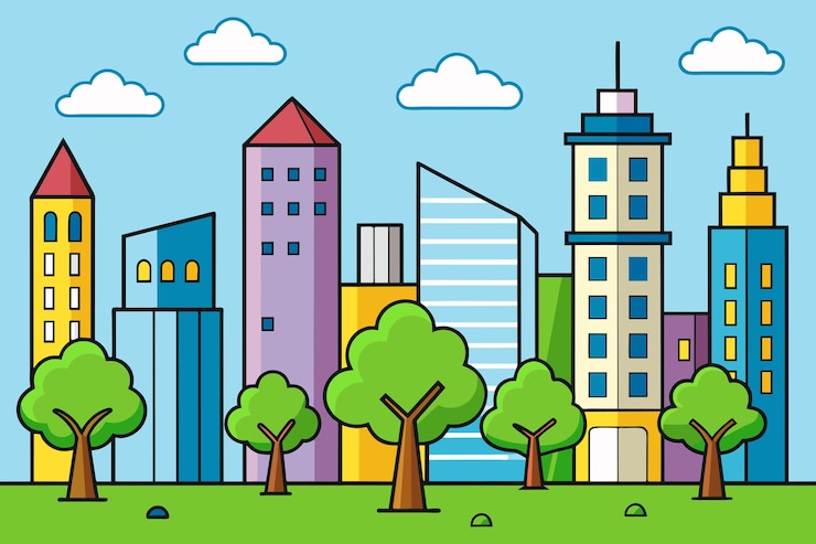 Vector el fondo del paisaje urbano es un árbol.