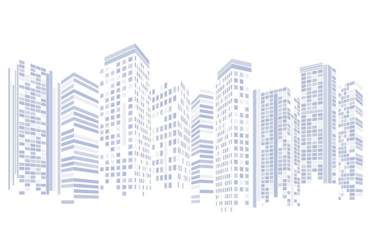 Vector fondo del paisaje urbano gris claro paisaje urbano monocromo arquitectura moderna