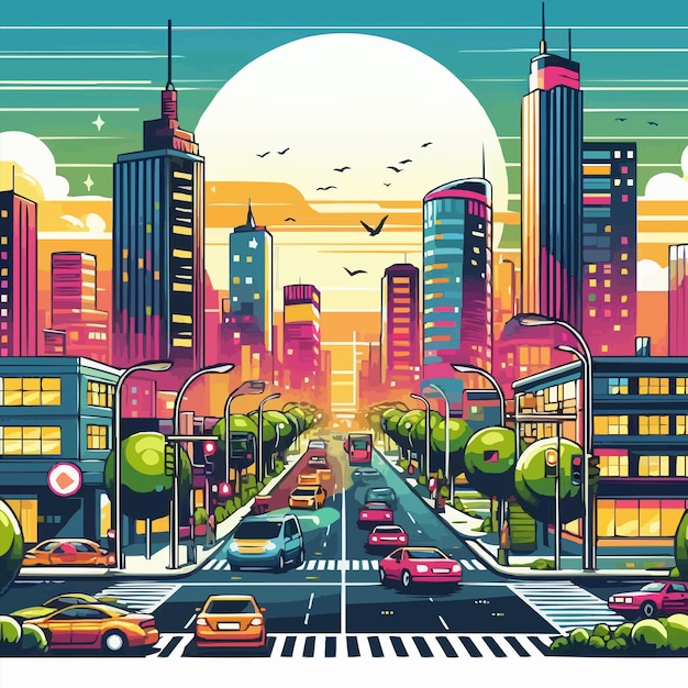 Vector fondo del paisaje urbano ilustración vectorial colorida